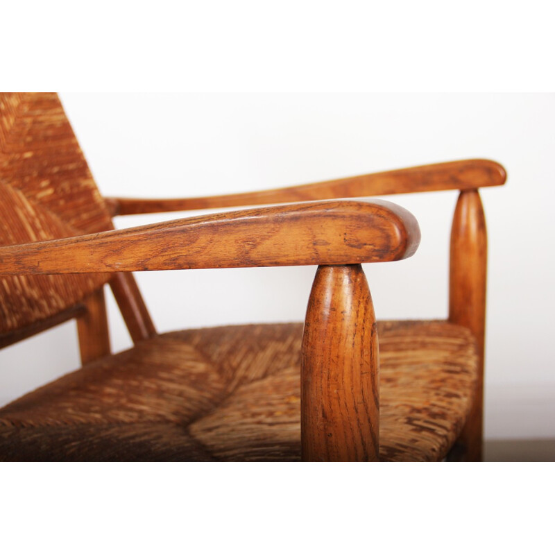 Straw Armchair by Charlotte Perriand - 1930s