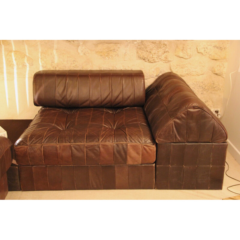 DS 88 living room set in hazelnut leather for De Sede - 1970s