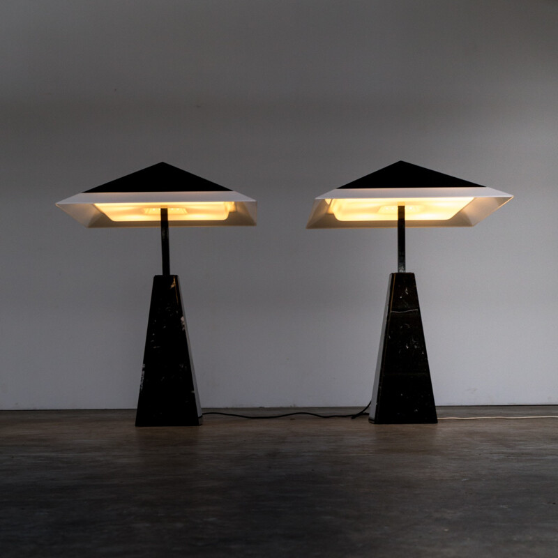 Paire lampe de table en marbre "abat-jour" Cini Boeri pour Arteluce - 1970