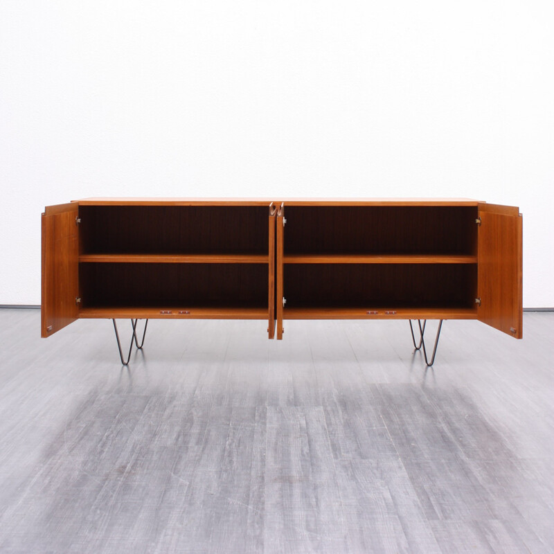 Vintage sideboard with hairpin legs in teak and oak - 1960s