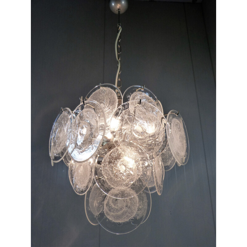 Glass disc chandelier by Vistosi - 1960s