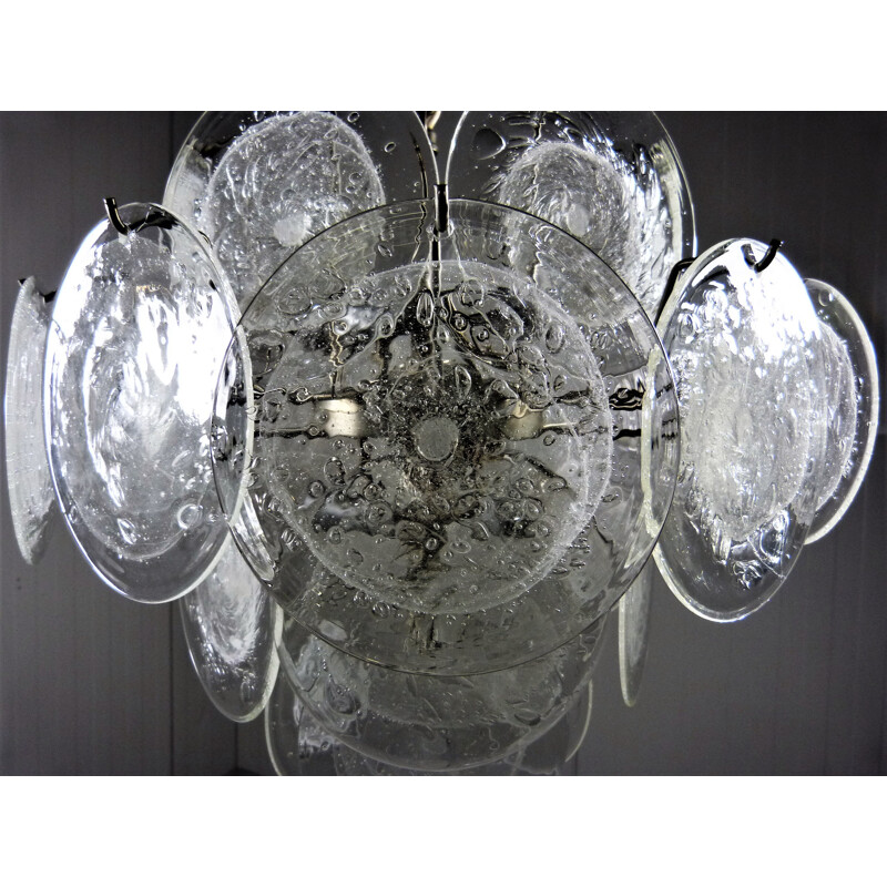 Glass disc chandelier by Vistosi - 1960s