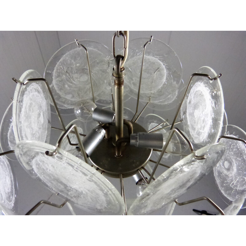 Glass disc chandelier by Vistosi - 1960s