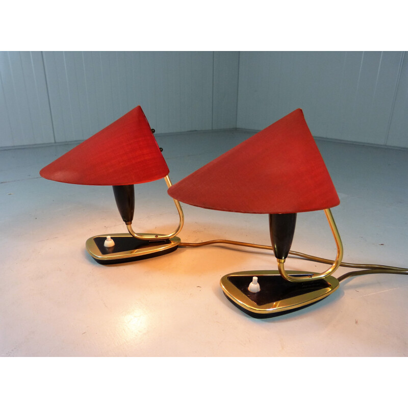 Paire de lampes de chevet rouge foncé - 1950