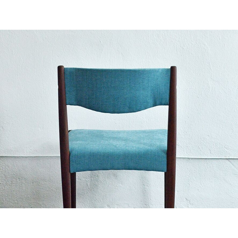 Suite de 4 chaises vintage bleus en teck - 1960