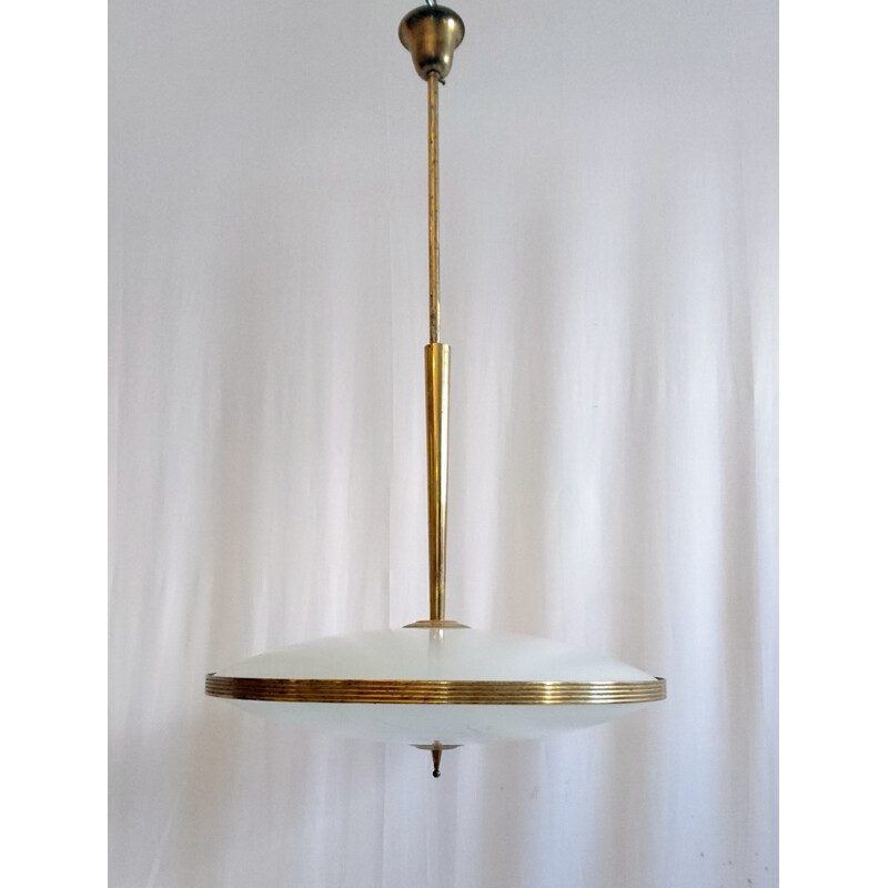 Vintage White Italian Hanging Lamp - 1960s