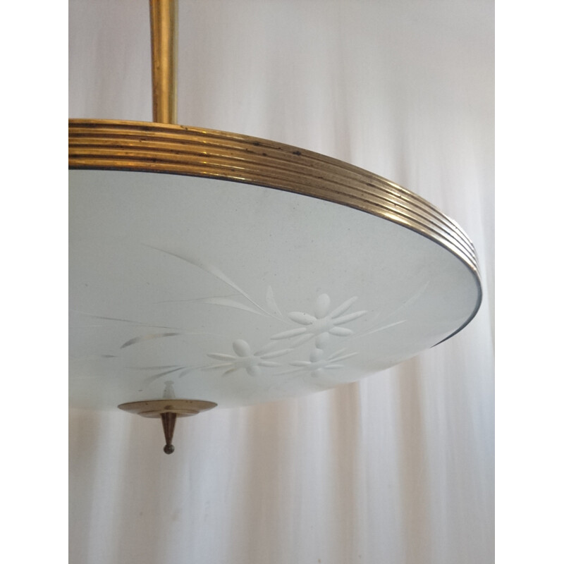 Vintage White Italian Hanging Lamp - 1960s