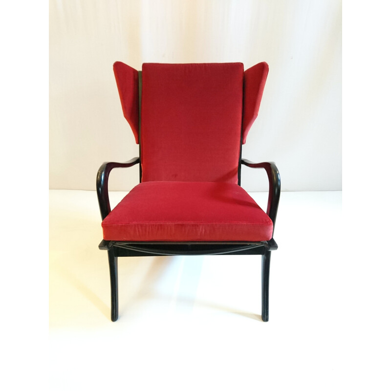 Red wingback Free Span armchair by Pierre Guariche - 1950s 