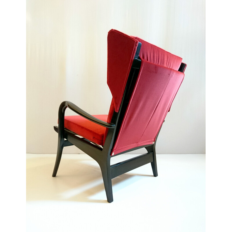 Red wingback Free Span armchair by Pierre Guariche - 1950s 