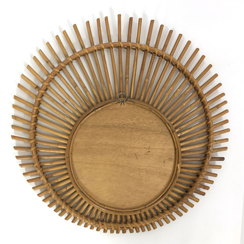 Miroir soleil cuivre vintage élliptique - 1960
