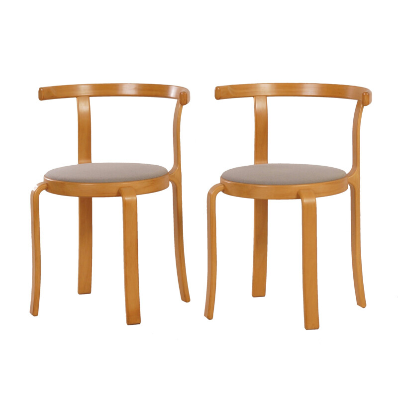 Paire de chaises danoises en bouleau de Rud Thygsen & Johnny Sorensen - 1980