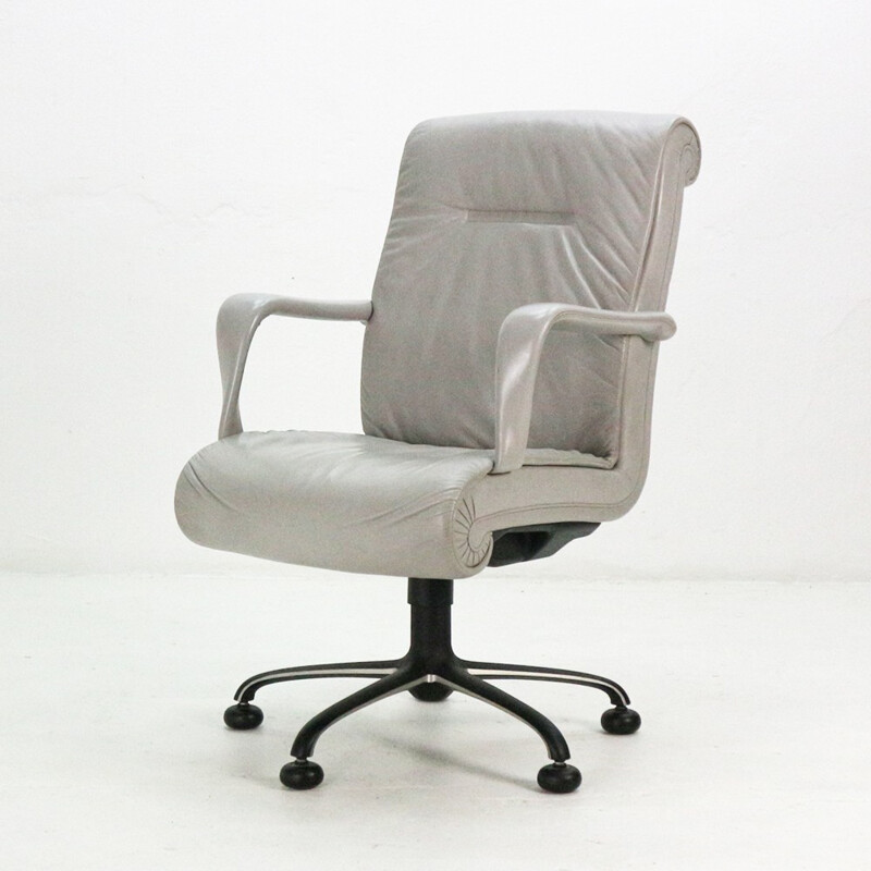 Grey vintage Poltrona Frau executive armchair - 1980s