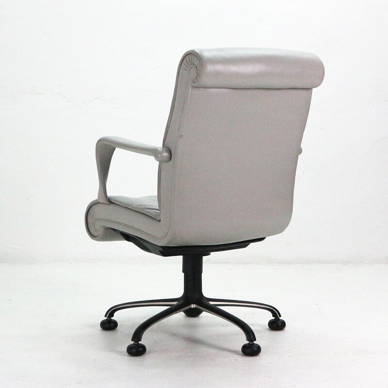 Grey vintage Poltrona Frau executive armchair - 1980s