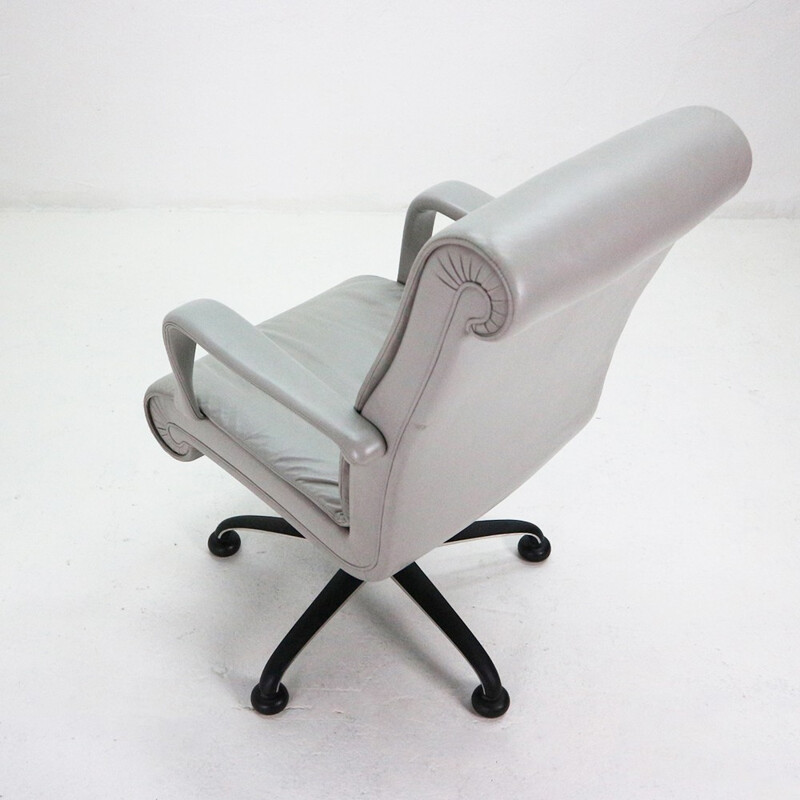 Grey vintage Poltrona Frau executive armchair - 1980s