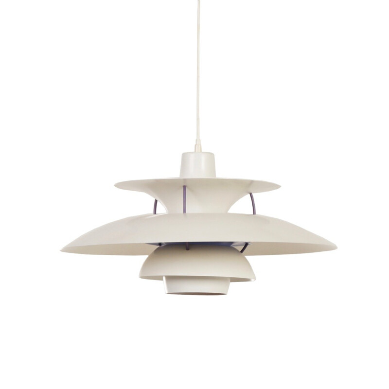 PH 5 white hanging lamp by Poul Henningsen for Louis Poulsen - 1950s