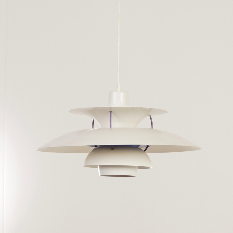 PH 5 white hanging lamp by Poul Henningsen for Louis Poulsen - 1950s