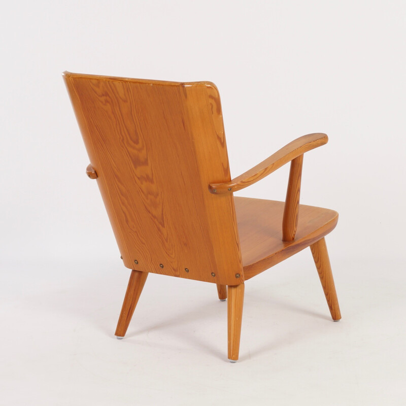 Swedish armchair in wood by Goran Malmvall for Svensk Fur - 1940s