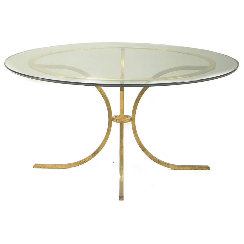 Grande table salle à manger en fonte dorée, Robert THIBIER - 1960