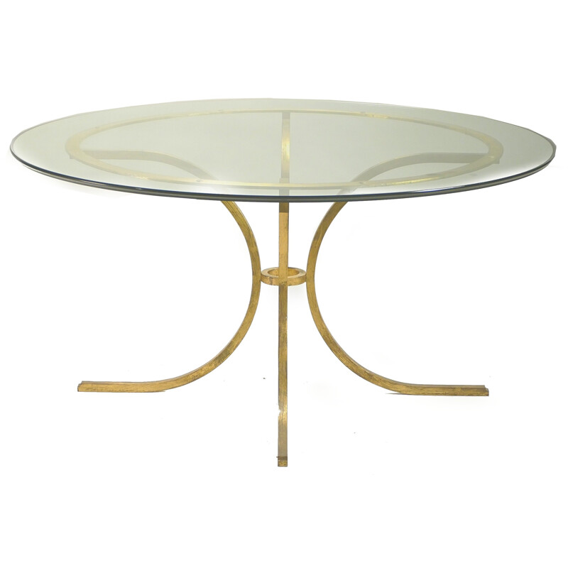 Large dining room table in golden cast iron, Robert THIBIER - 1960s