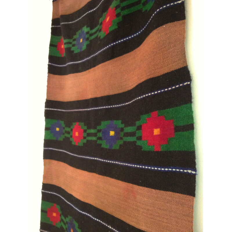 Vintage gedessineerd en gestreept loper tapijt, Griekenland 1950