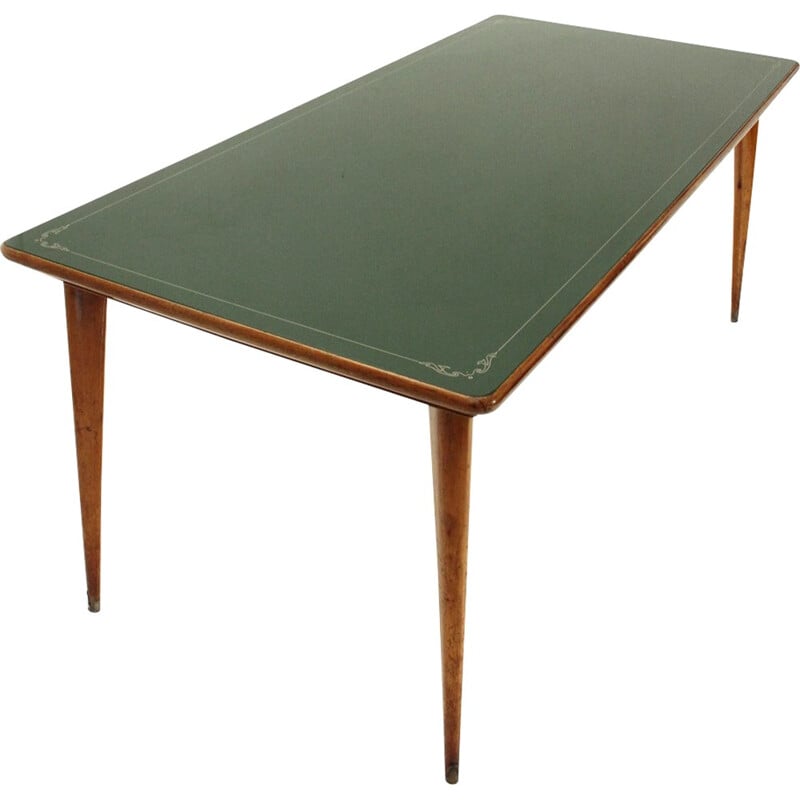 Italian dining table with green glass top - 1950s
