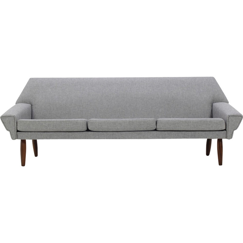 Danish mid-century grey 3 seater sofa in rosewood - 1960s