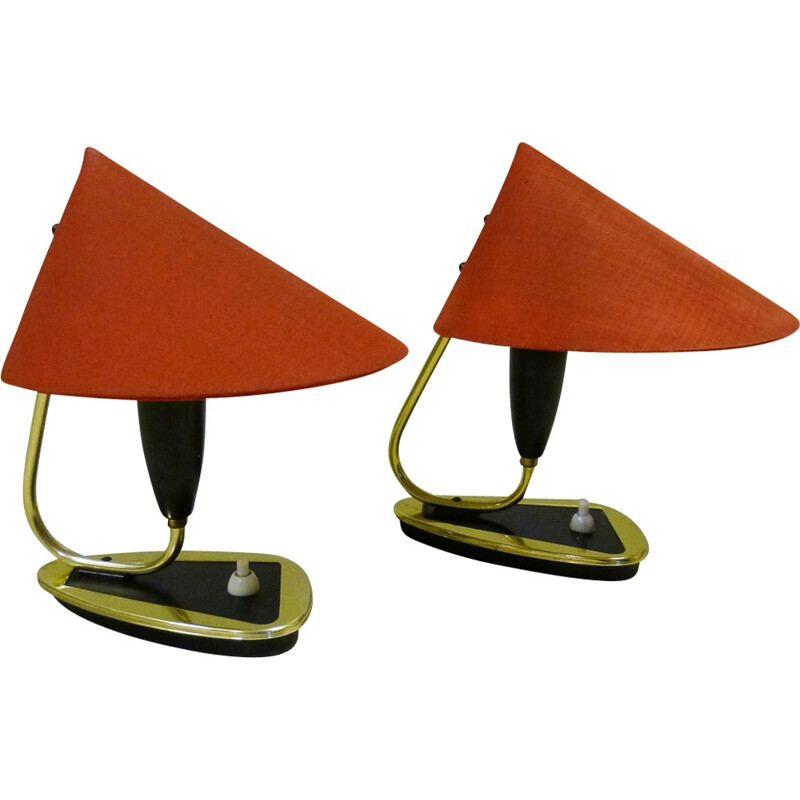 Paire de lampes de chevet rouge foncé - 1950