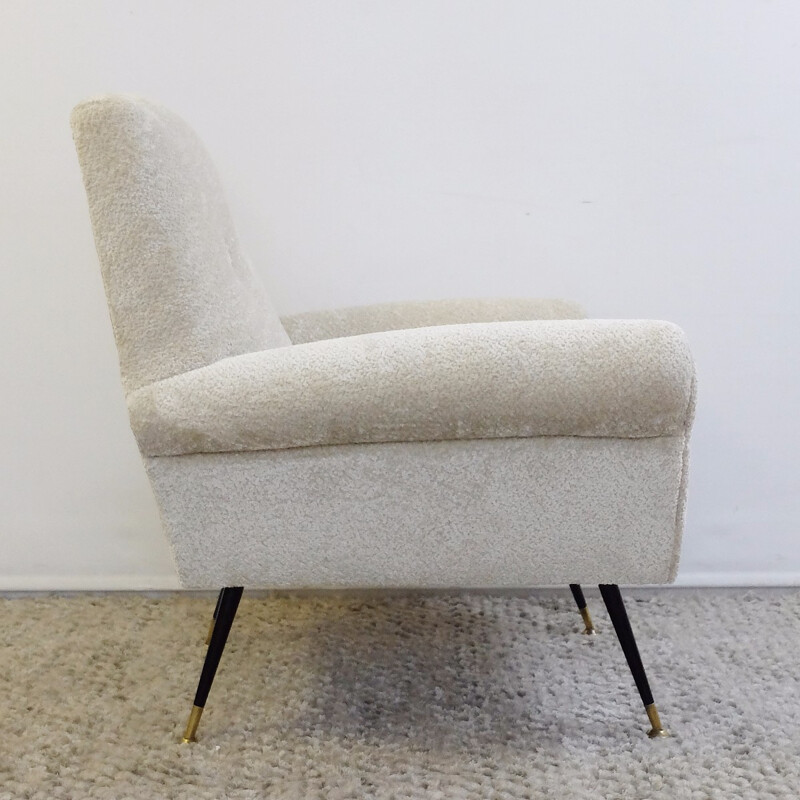 Paire de fauteuils en velours blanc de Gigi Radice - 1960