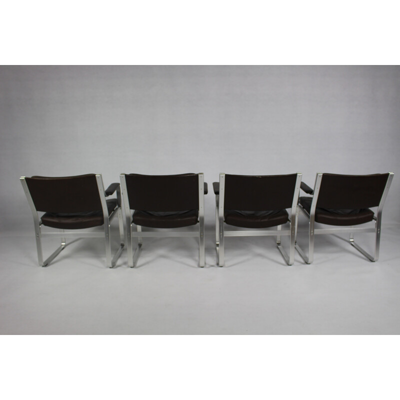  Set of 4 desk leather armchairs by Karl-Erik Ekselius - 1960s  