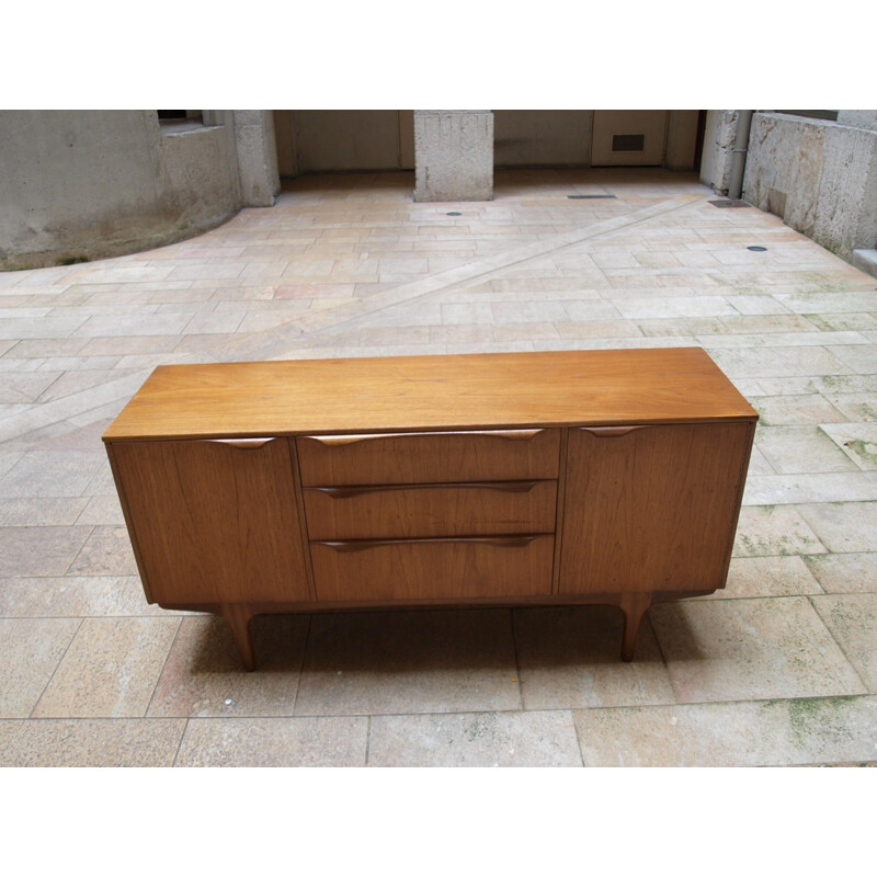 Teak vintage sideboard with 2 doors and 3 drawers - 1960s