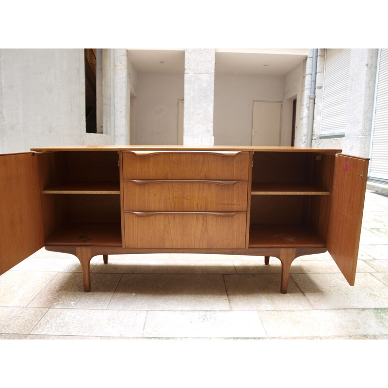 Teak vintage sideboard with 2 doors and 3 drawers - 1960s