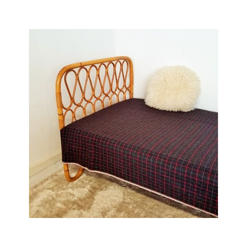 Vintage rattan single bed - 1960s