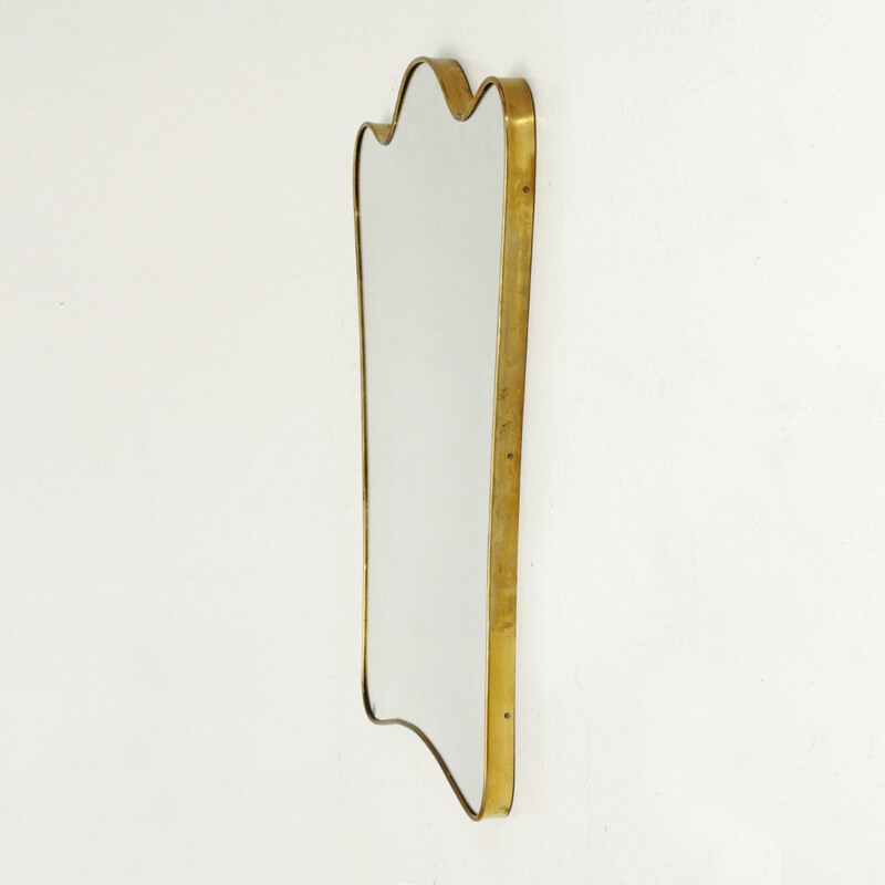 Vintage Italian brass edge mirror - 1950s