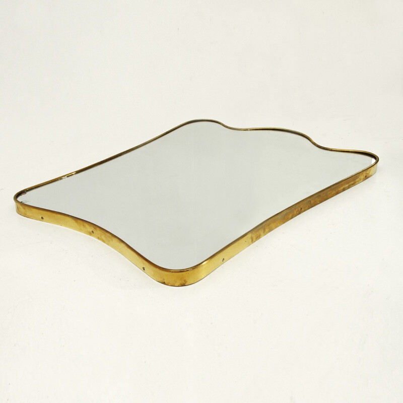 Vintage Italian brass edge mirror - 1950s