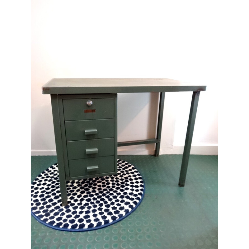 Retro Industrial Vintage Green Desk - 1950s 