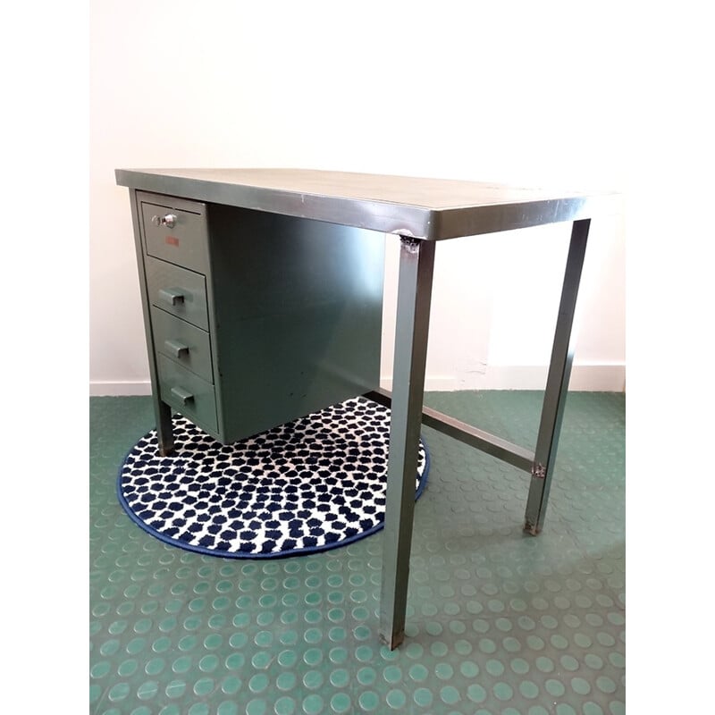 Retro Industrial Vintage Green Desk - 1950s 