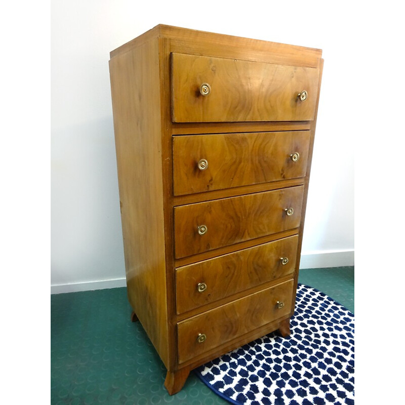 Walnut Veneer Vintage Chest of drawers - 1930s