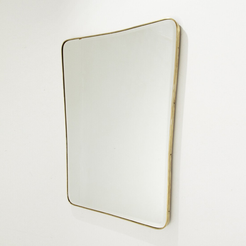 Grand miroir avec cadre en laiton italien - 1950