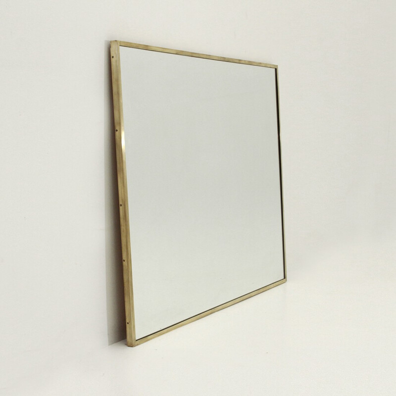 Italian rectangular brass frame mirror - 1950s