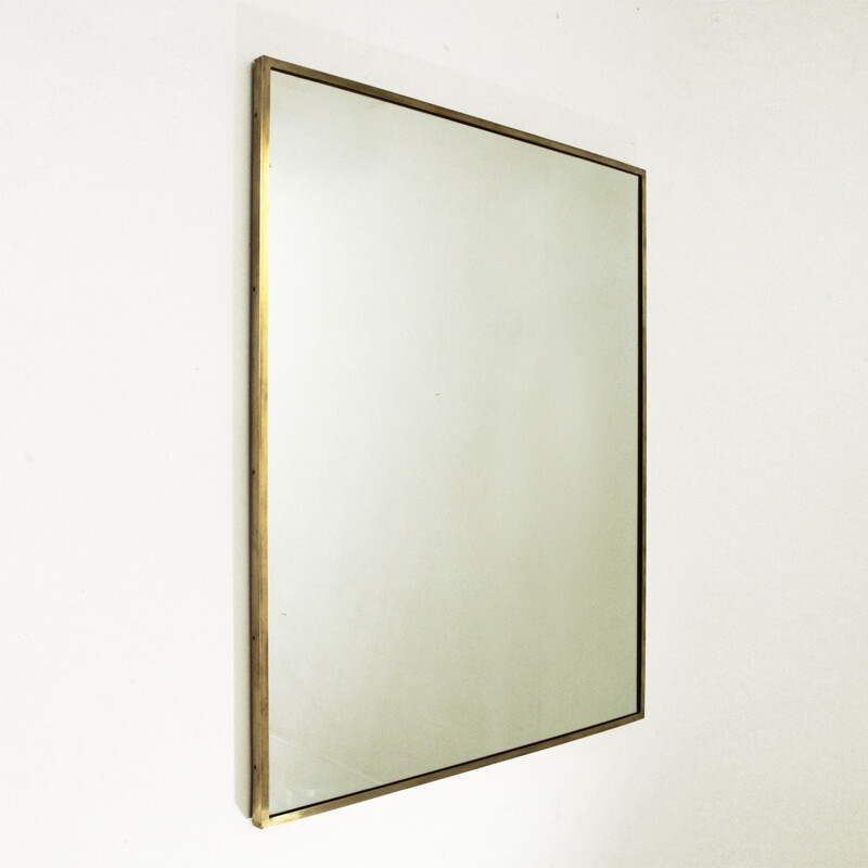 Italian rectangular brass frame mirror - 1950s