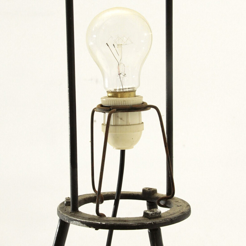 Lampadaire vintage à trépied avec diffuseur de canne - 1950