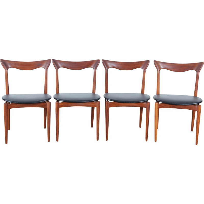 Suite de 4 chaises scandinaves en teck d'Henry Walter Klein - 1960