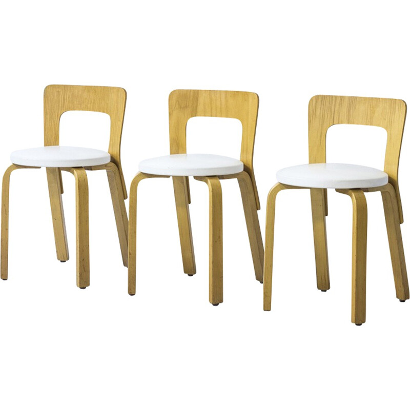 Set of 3 chairs model 65 by Alvar Aalto for Artek - 1970s