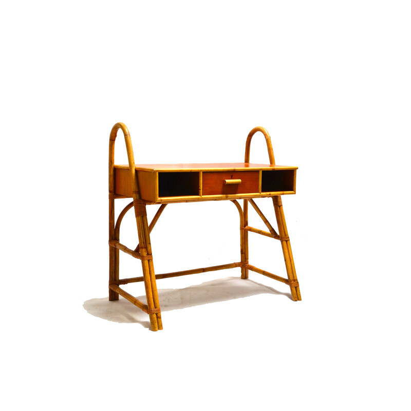 Mid-century Rattan and Teak Desk - 1950s