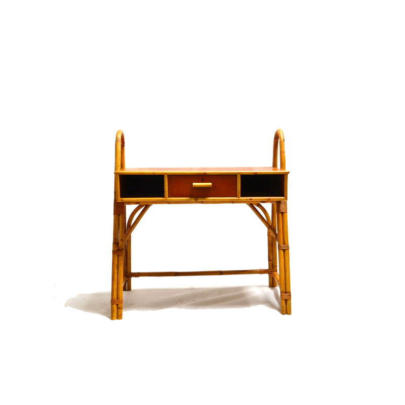 Mid-century Rattan and Teak Desk - 1950s