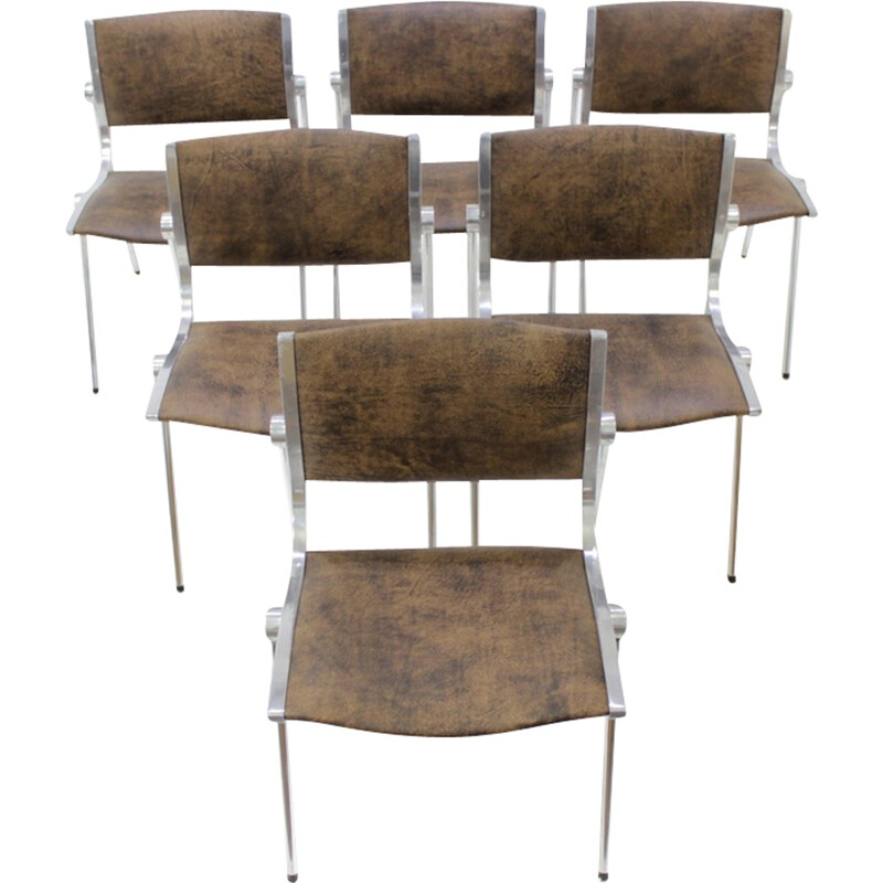 Set of six chairs in aluminium produced by Vaghi - 1960s