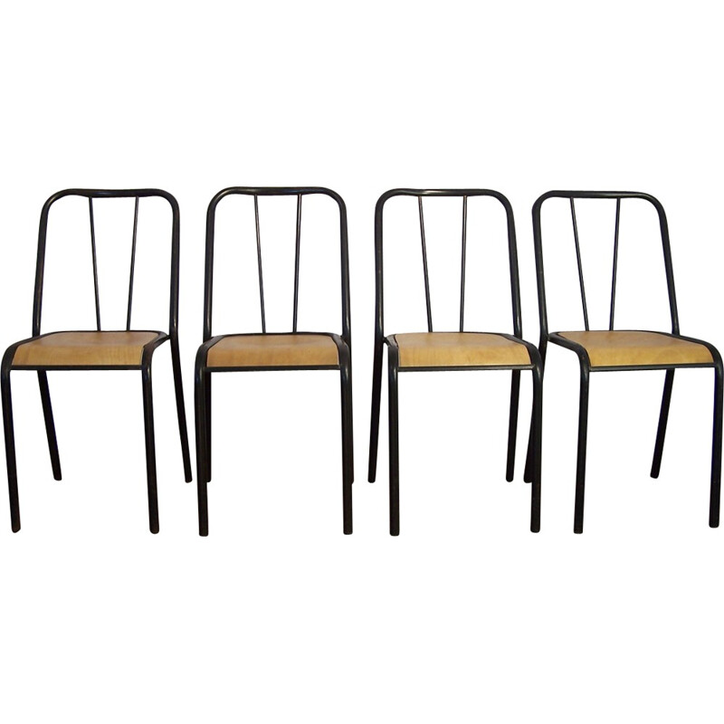 Set of 4 chairs NDS by Jacques Hitier - 1950s