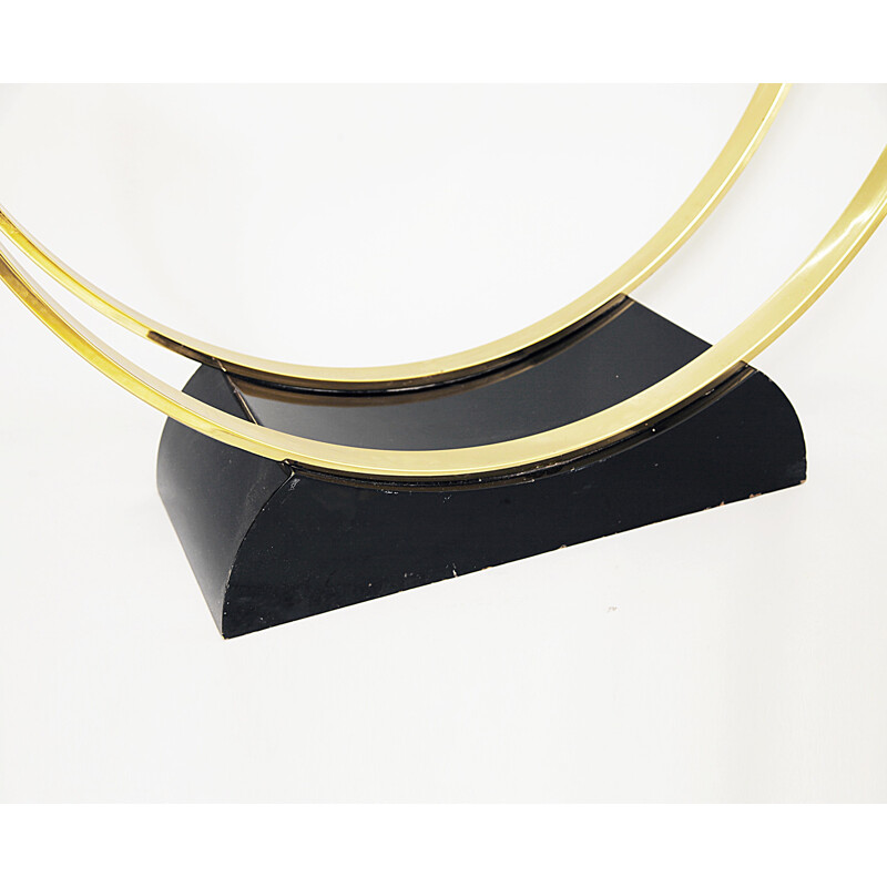 Elegant Black Lacquered And Brass Console Table - 1970s