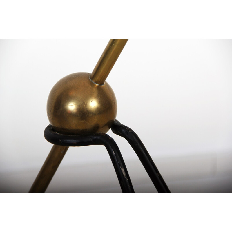 Vintage french floor lamp in black laquered metal - 1950s