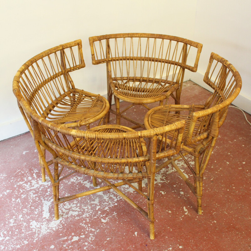 French vintage rattan chairs - 1950s